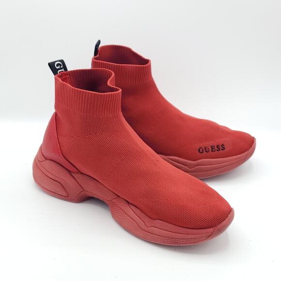 Guess Women’s Pause Knit Wedge Red Textile  fabric size 7.5M - Picture 3 of 9